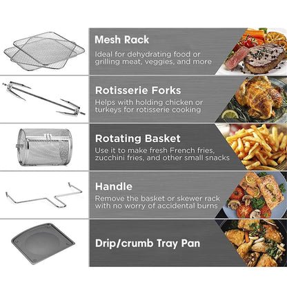 **EXENXA Airfryer 10 L 1700 W | Heißluftfritteuse mit LCD, große Kapazität, ölfreies Kochen, Schwarz**